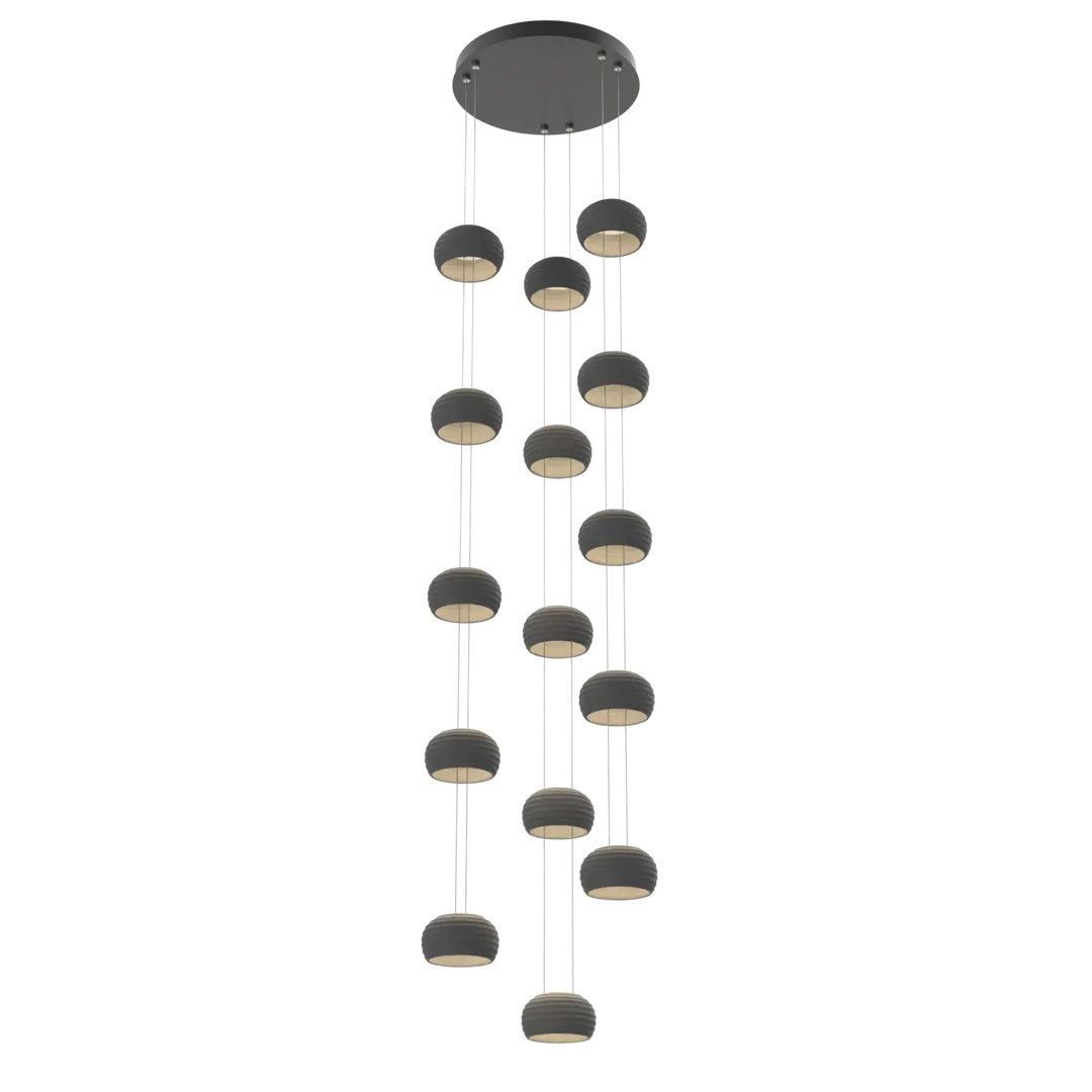 Hammerton Studio Torno Stack Multi-Pendant Chandelier Matte Black / 3-Piece / Charcoal Ceramic