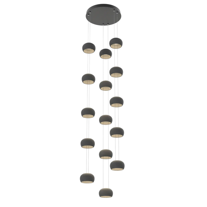 Hammerton Studio Torno Stack Multi-Pendant Chandelier Matte Black / 3-Piece / Charcoal Ceramic