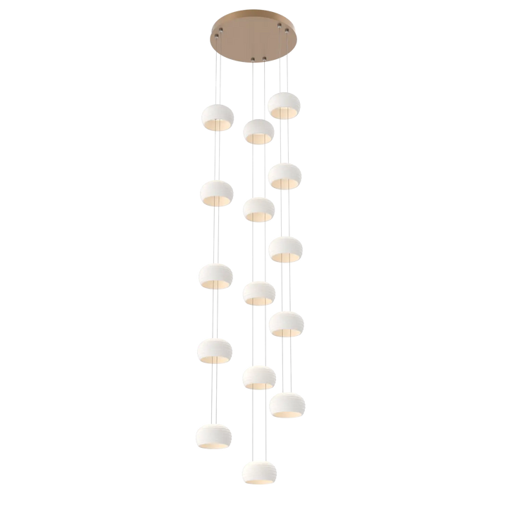 Hammerton Studio Torno Stack Multi-Pendant Chandelier Novel Brass / 3-Piece / Chalk Ceramic