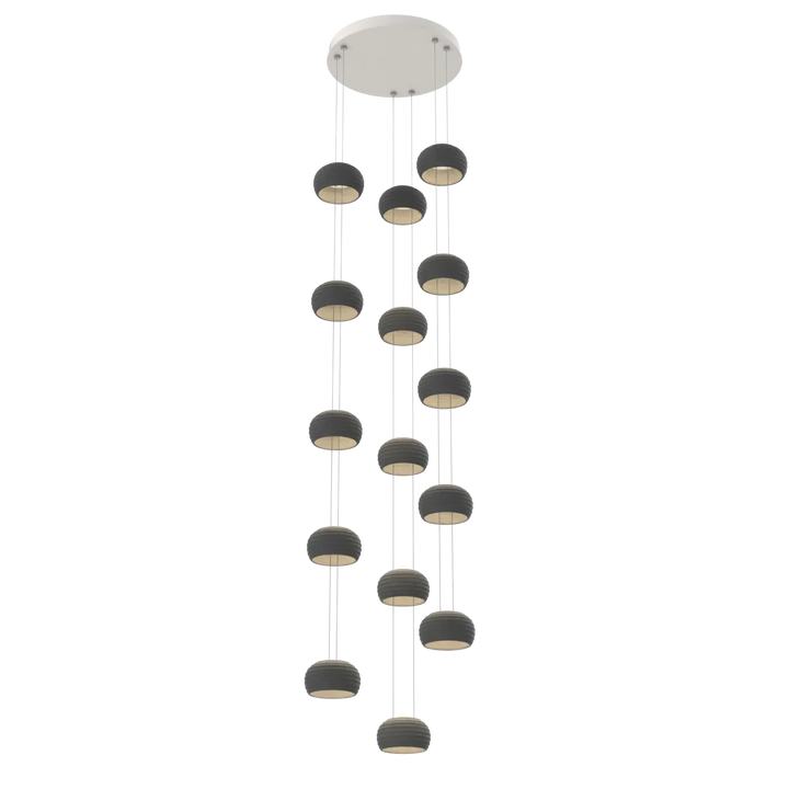 Hammerton Studio Torno Stack Multi-Pendant Chandelier Salt White / 3-Piece / Charcoal Ceramic