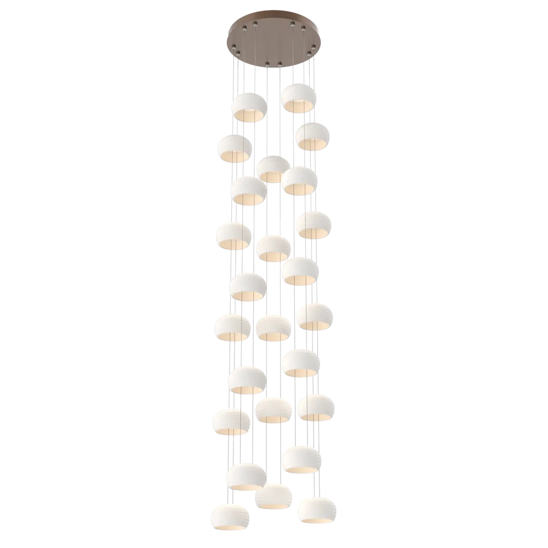 Hammerton Studio Torno Stack Multi-Pendant Chandelier Burnished Bronze / 5-Piece / Chalk Ceramic
