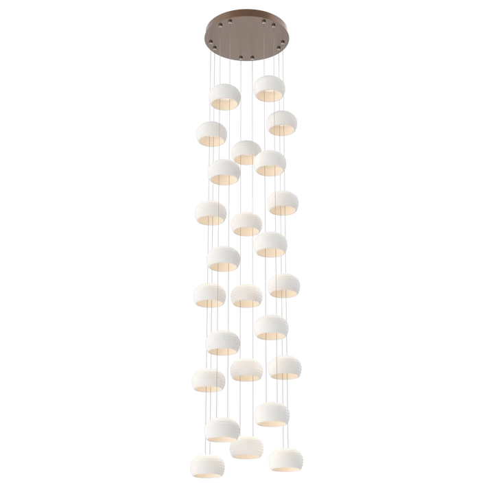 Hammerton Studio Torno Stack Multi-Pendant Chandelier Burnished Bronze / 5-Piece / Chalk Ceramic