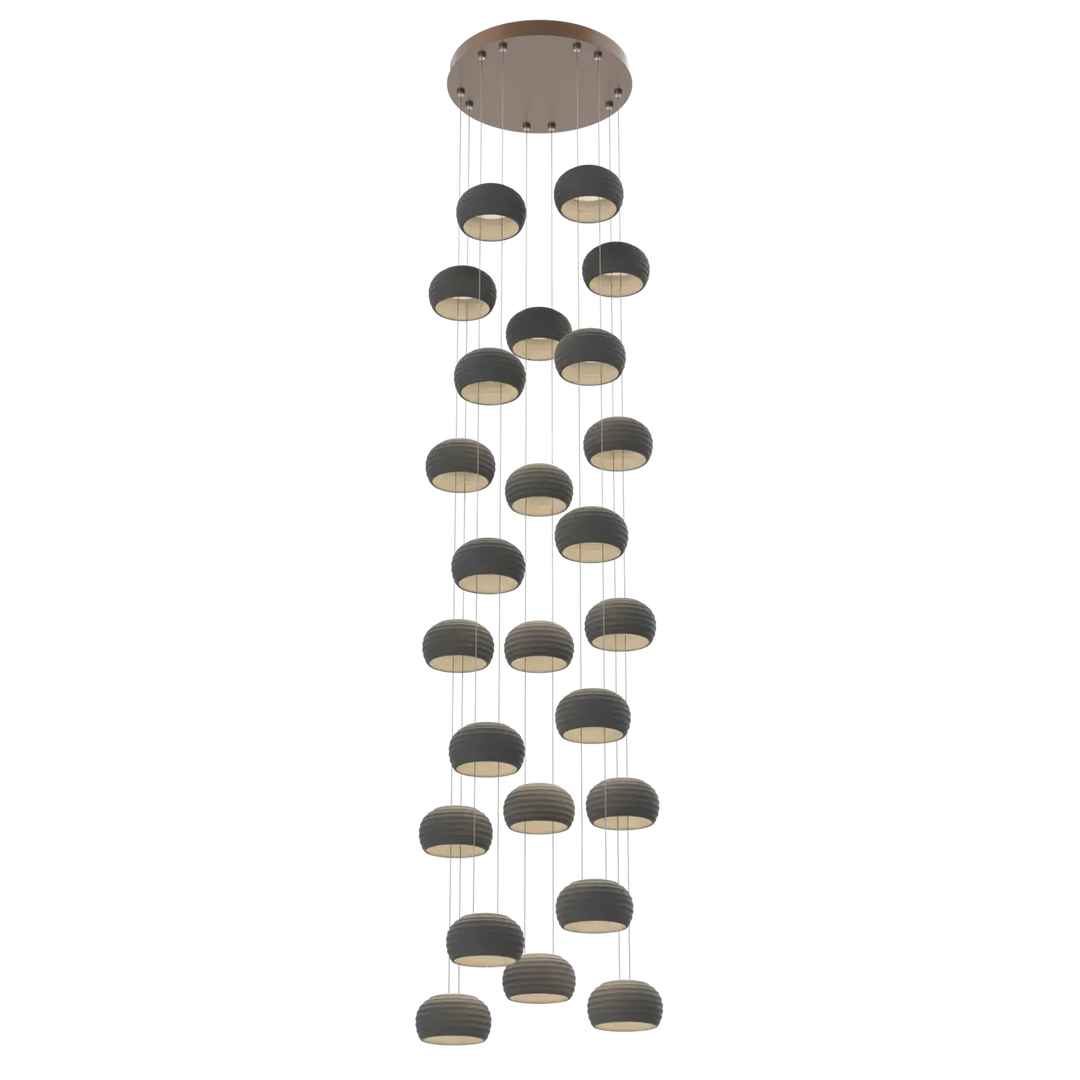 Hammerton Studio Torno Stack Multi-Pendant Chandelier Burnished Bronze / 5-Piece / Charcoal Ceramic