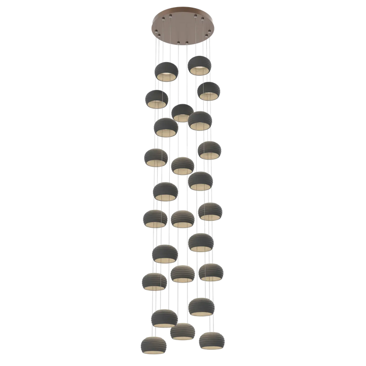 Hammerton Studio Torno Stack Multi-Pendant Chandelier Burnished Bronze / 5-Piece / Charcoal Ceramic