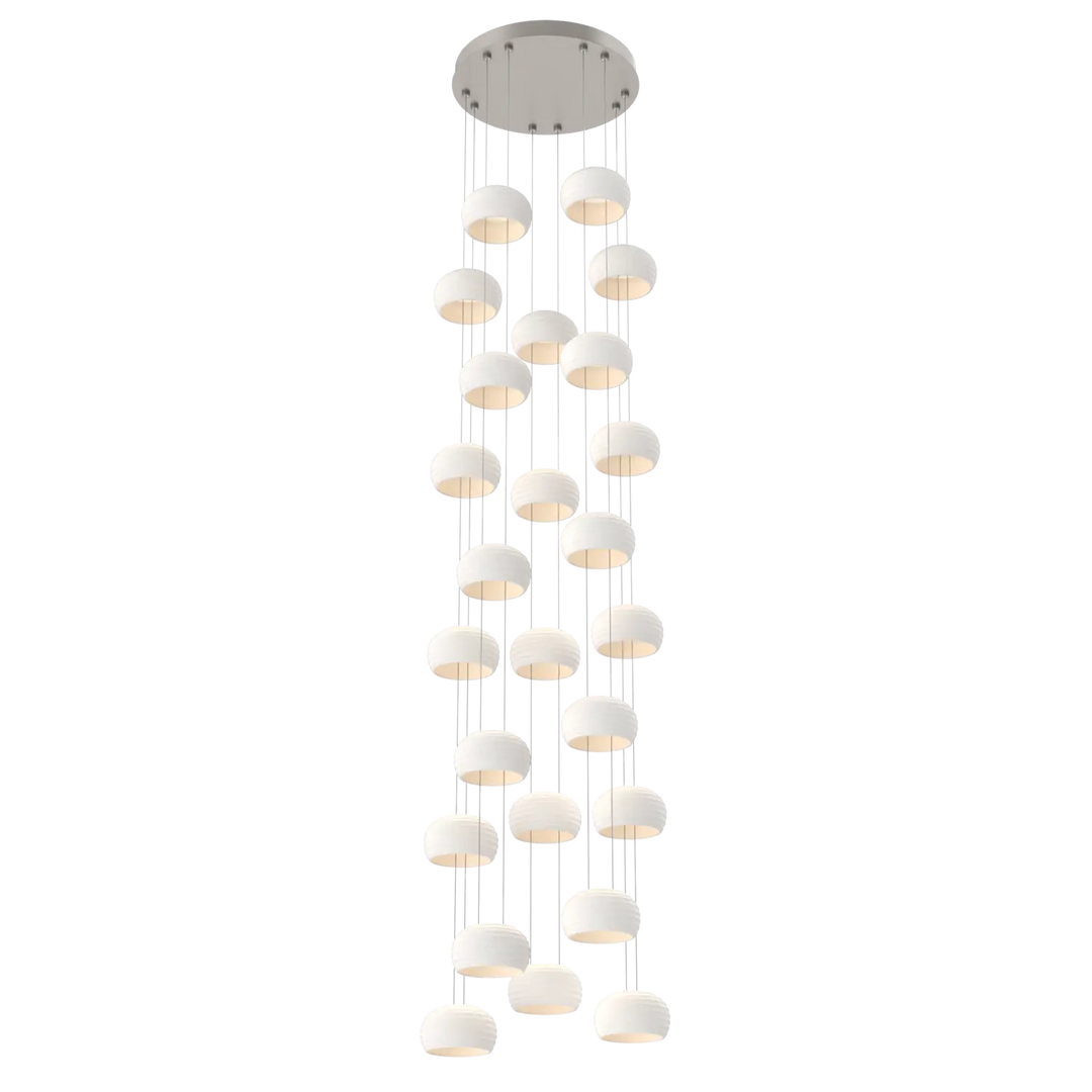 Hammerton Studio Torno Stack Multi-Pendant Chandelier Beige Silver / 5-Piece / Chalk Ceramic