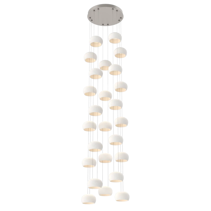 Hammerton Studio Torno Stack Multi-Pendant Chandelier Beige Silver / 5-Piece / Chalk Ceramic