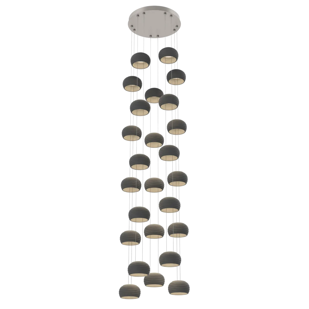 Hammerton Studio Torno Stack Multi-Pendant Chandelier Beige Silver / 5-Piece / Charcoal Ceramic