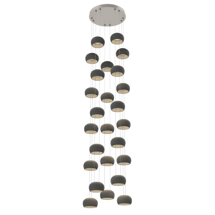 Hammerton Studio Torno Stack Multi-Pendant Chandelier Beige Silver / 5-Piece / Charcoal Ceramic
