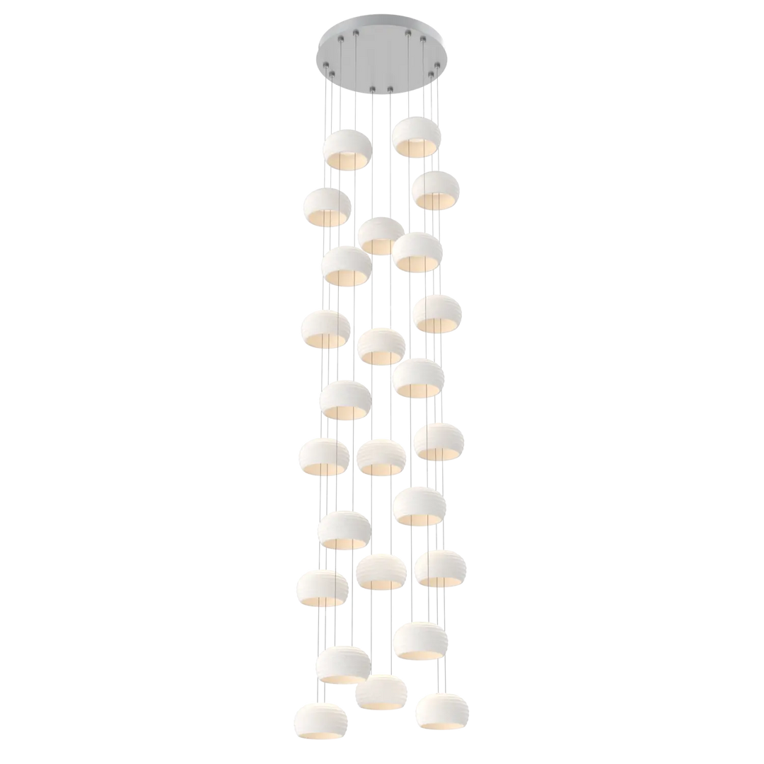 Hammerton Studio Torno Stack Multi-Pendant Chandelier Classic Silver / 5-Piece / Chalk Ceramic