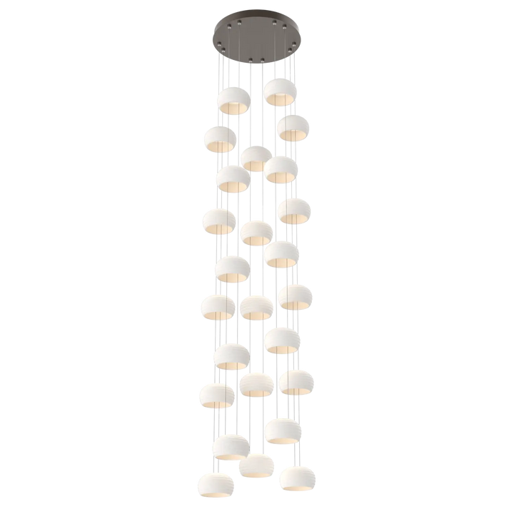 Hammerton Studio Torno Stack Multi-Pendant Chandelier Flat Bronze / 5-Piece / Chalk Ceramic