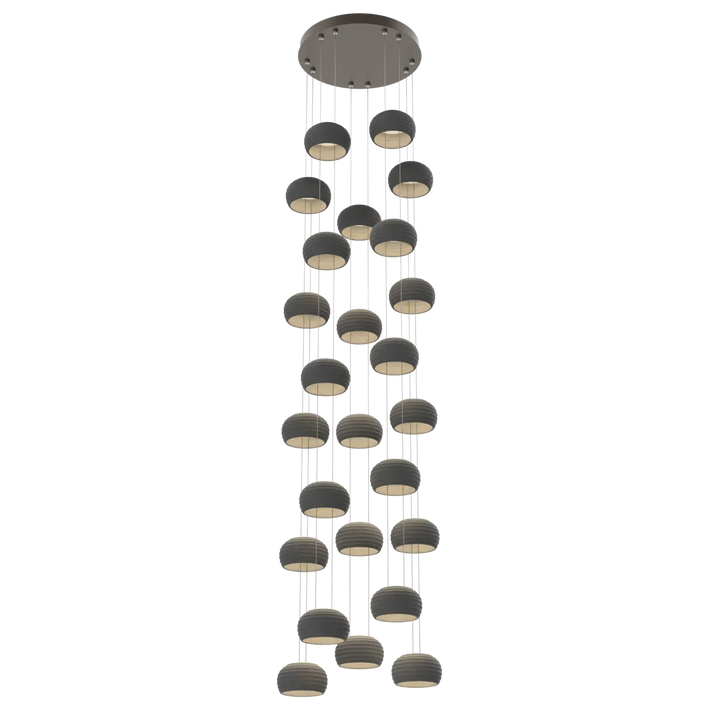 Hammerton Studio Torno Stack Multi-Pendant Chandelier Flat Bronze / 5-Piece / Charcoal Ceramic