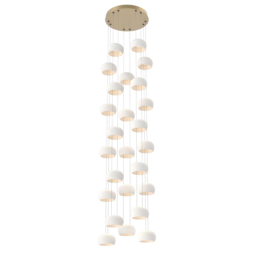 Hammerton Studio Torno Stack Multi-Pendant Chandelier Gilded Brass / 5-Piece / Chalk Ceramic
