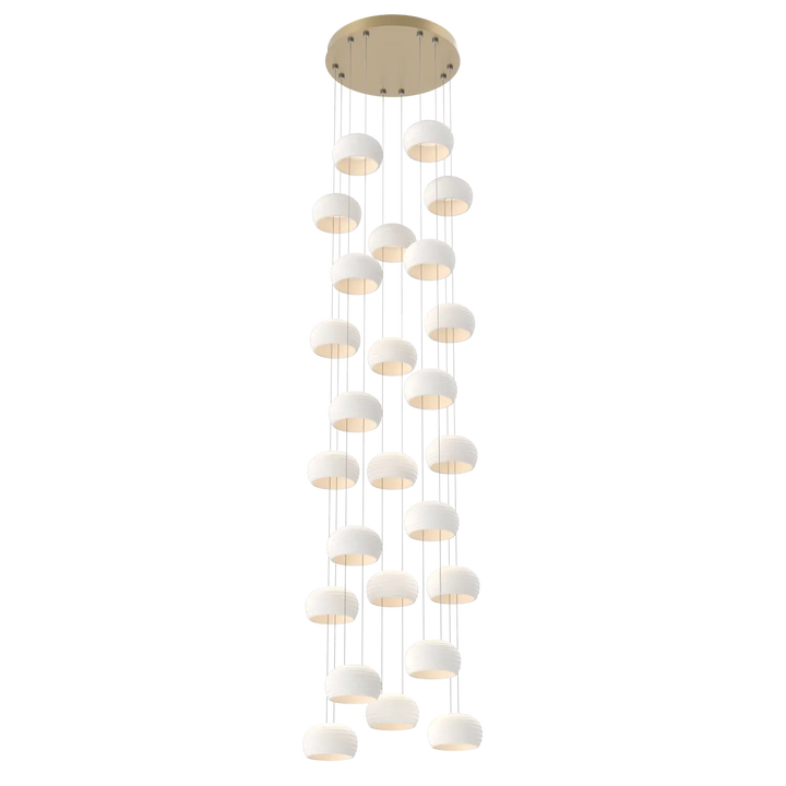 Hammerton Studio Torno Stack Multi-Pendant Chandelier Gilded Brass / 5-Piece / Chalk Ceramic