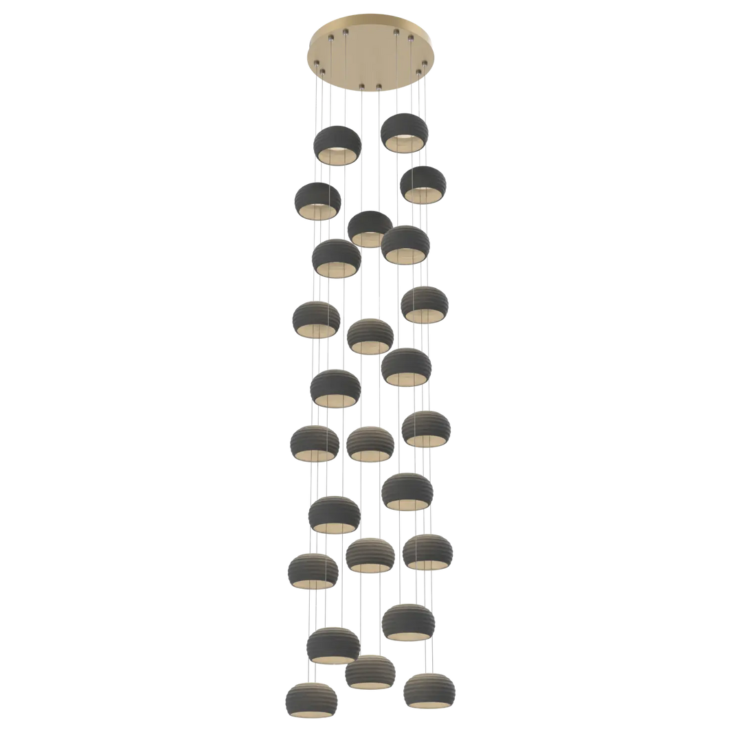 Hammerton Studio Torno Stack Multi-Pendant Chandelier Gilded Brass / 5-Piece / Charcoal Ceramic
