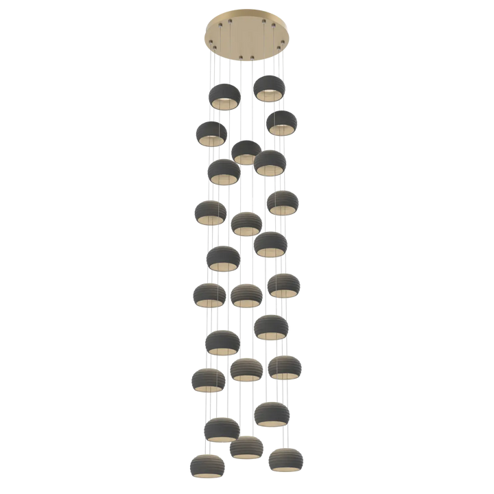 Hammerton Studio Torno Stack Multi-Pendant Chandelier Gilded Brass / 5-Piece / Charcoal Ceramic
