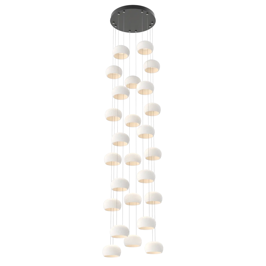 Hammerton Studio Torno Stack Multi-Pendant Chandelier Matte Black / 5-Piece / Chalk Ceramic