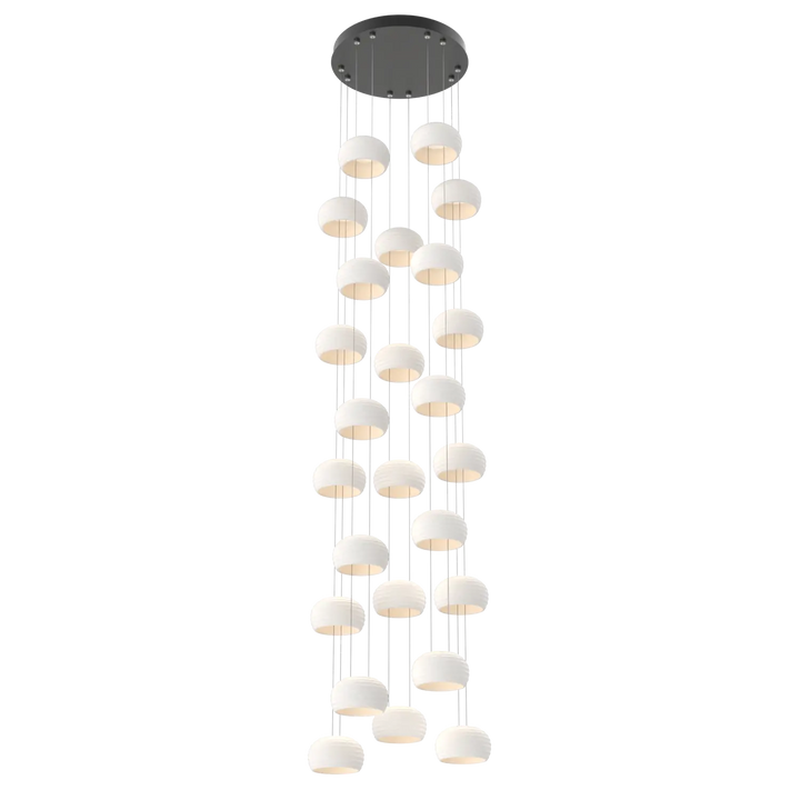 Hammerton Studio Torno Stack Multi-Pendant Chandelier Matte Black / 5-Piece / Chalk Ceramic