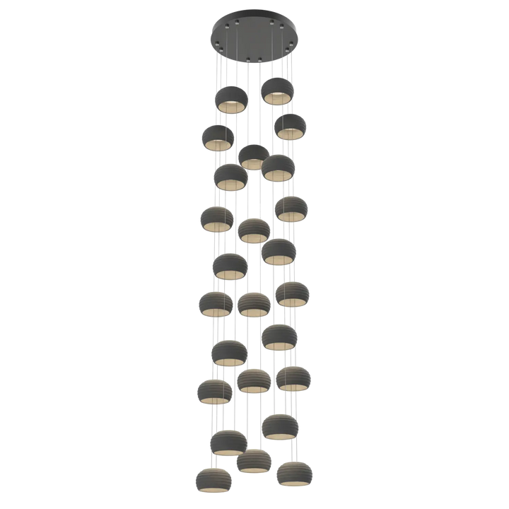 Hammerton Studio Torno Stack Multi-Pendant Chandelier Matte Black / 5-Piece / Charcoal Ceramic