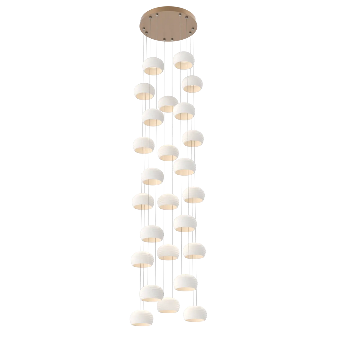 Hammerton Studio Torno Stack Multi-Pendant Chandelier Novel Brass / 5-Piece / Chalk Ceramic