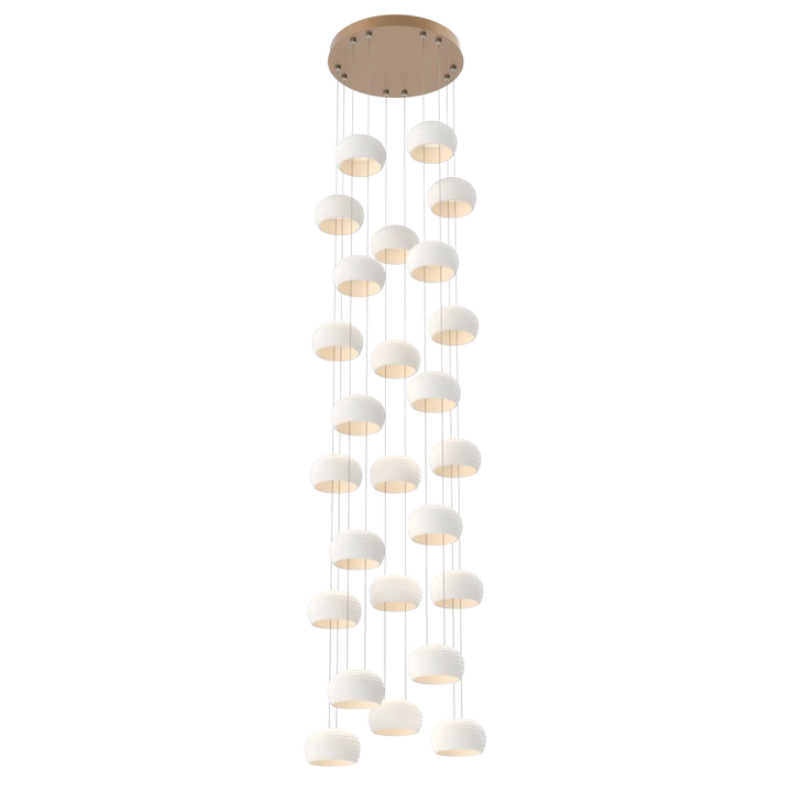 Hammerton Studio Torno Stack Multi-Pendant Chandelier Novel Brass / 5-Piece / Chalk Ceramic