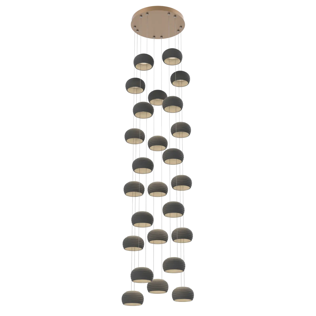 Hammerton Studio Torno Stack Multi-Pendant Chandelier Novel Brass / 5-Piece / Charcoal Ceramic
