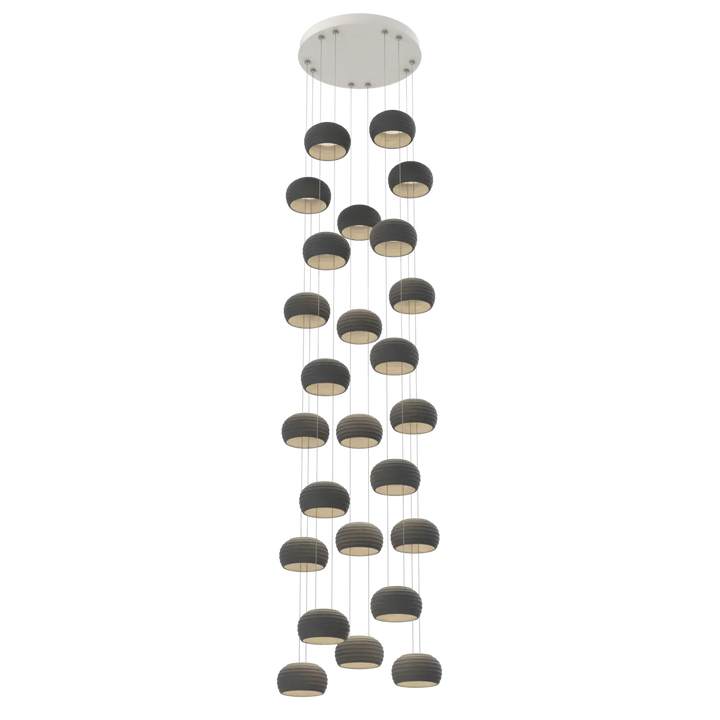 Hammerton Studio Torno Stack Multi-Pendant Chandelier Salt White / 5-Piece / Charcoal Ceramic