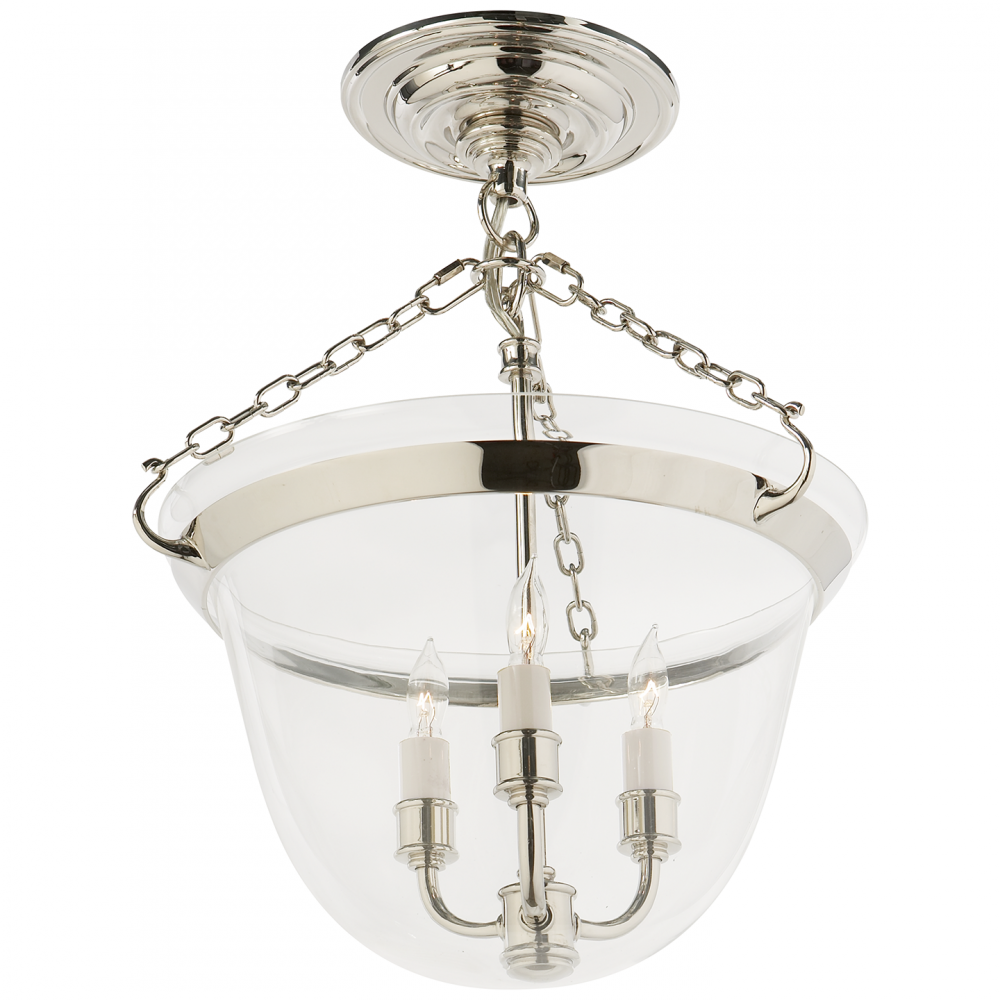 Visual Comfort & Co. Country Semi-Flush Bell Jar Lantern Pendants Visual Comfort & Co.   