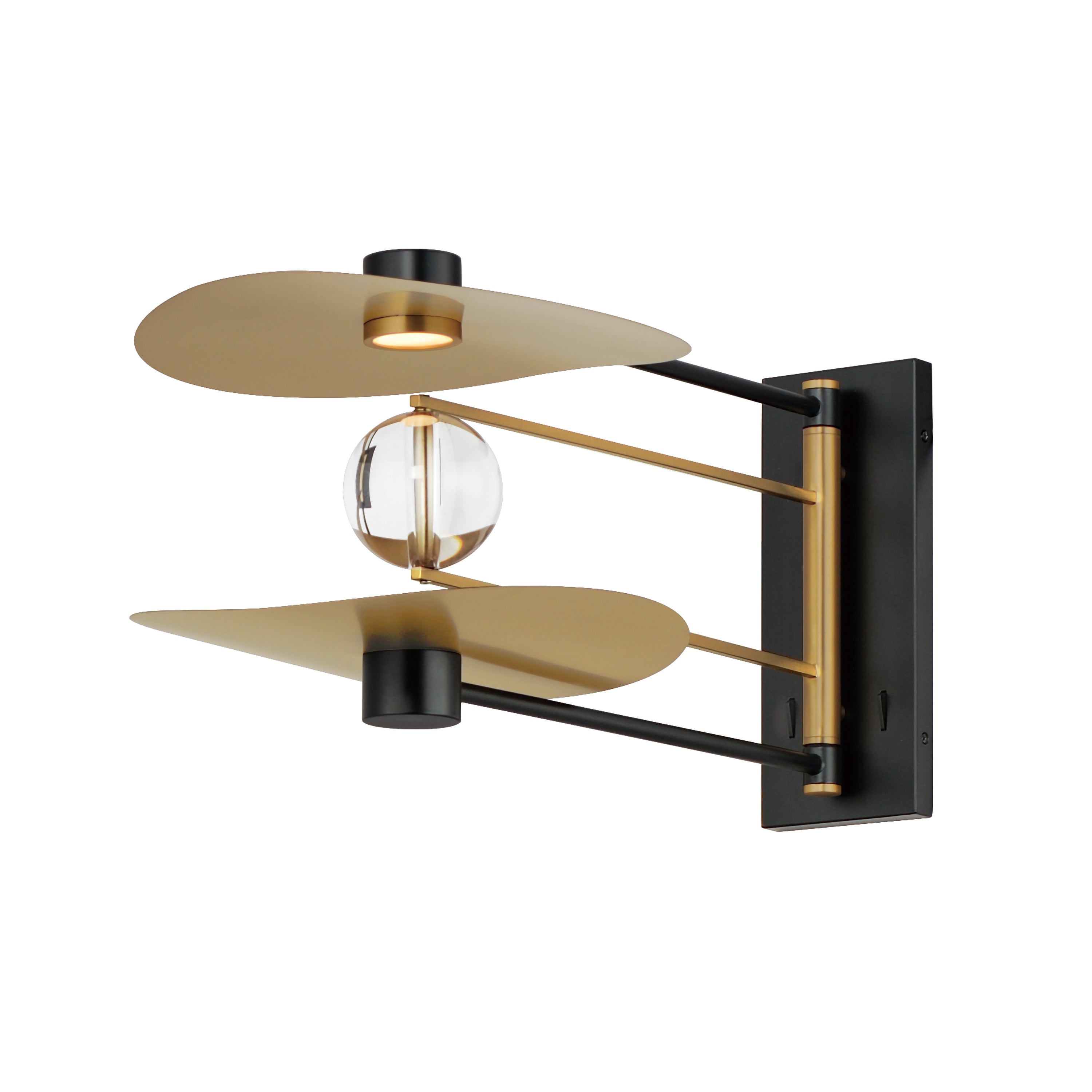 Pearl-Wall Sconce Wall Light Fixtures ET2 x11.75x11.75 Black / Natural Aged Brass 
