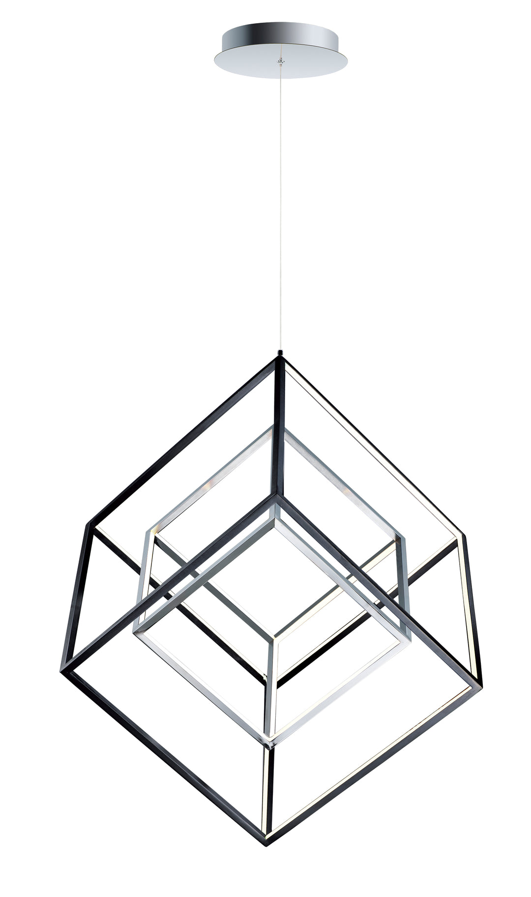 4 Square-Single Pendant Chandeliers ET2 30.5x30.5x31 Black / Polished Chrome 