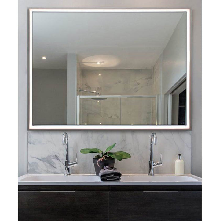 Electric Mirror Radiance™ Lighted Mirror LED Vanity Mirrors Electric Mirror 46.75 x 34.75 x 2 Brushed Silver Frame 