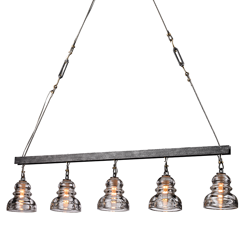 Troy Lighting Menlo Park Linear Linear Chandeliers Troy Lighting OLD SILVER 44.5x5.75x42 