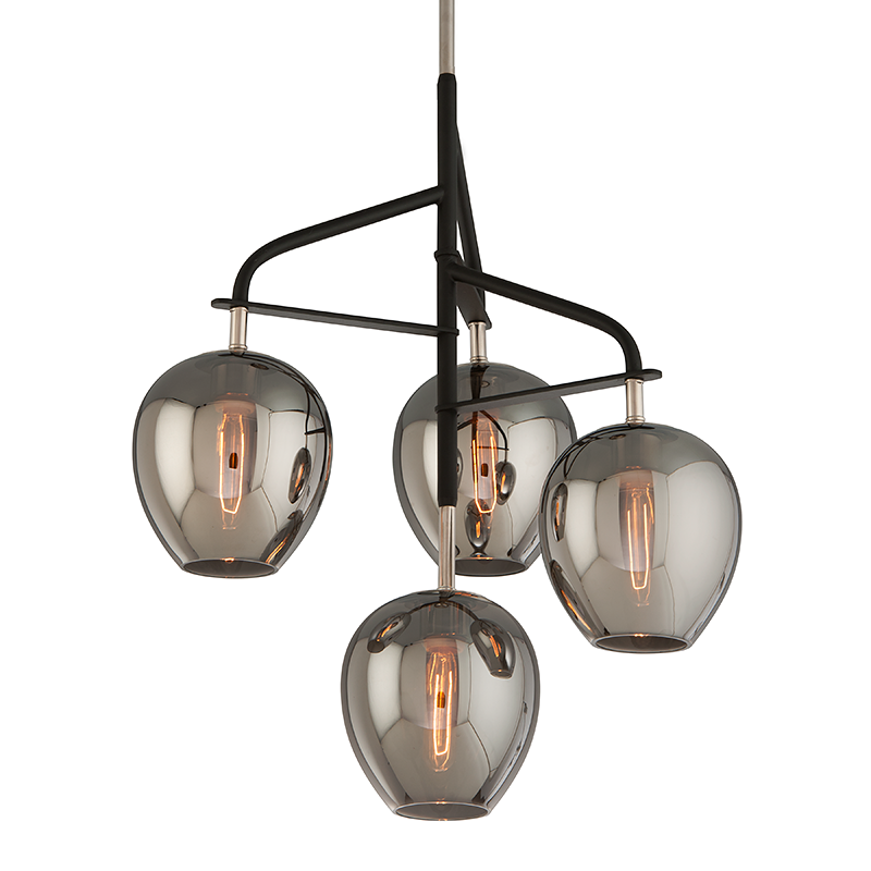 Troy Lighting Odyssey Chandelier Chandeliers Troy Lighting TEXTURED BLACK & POLISH NICKEL 24x24x29 