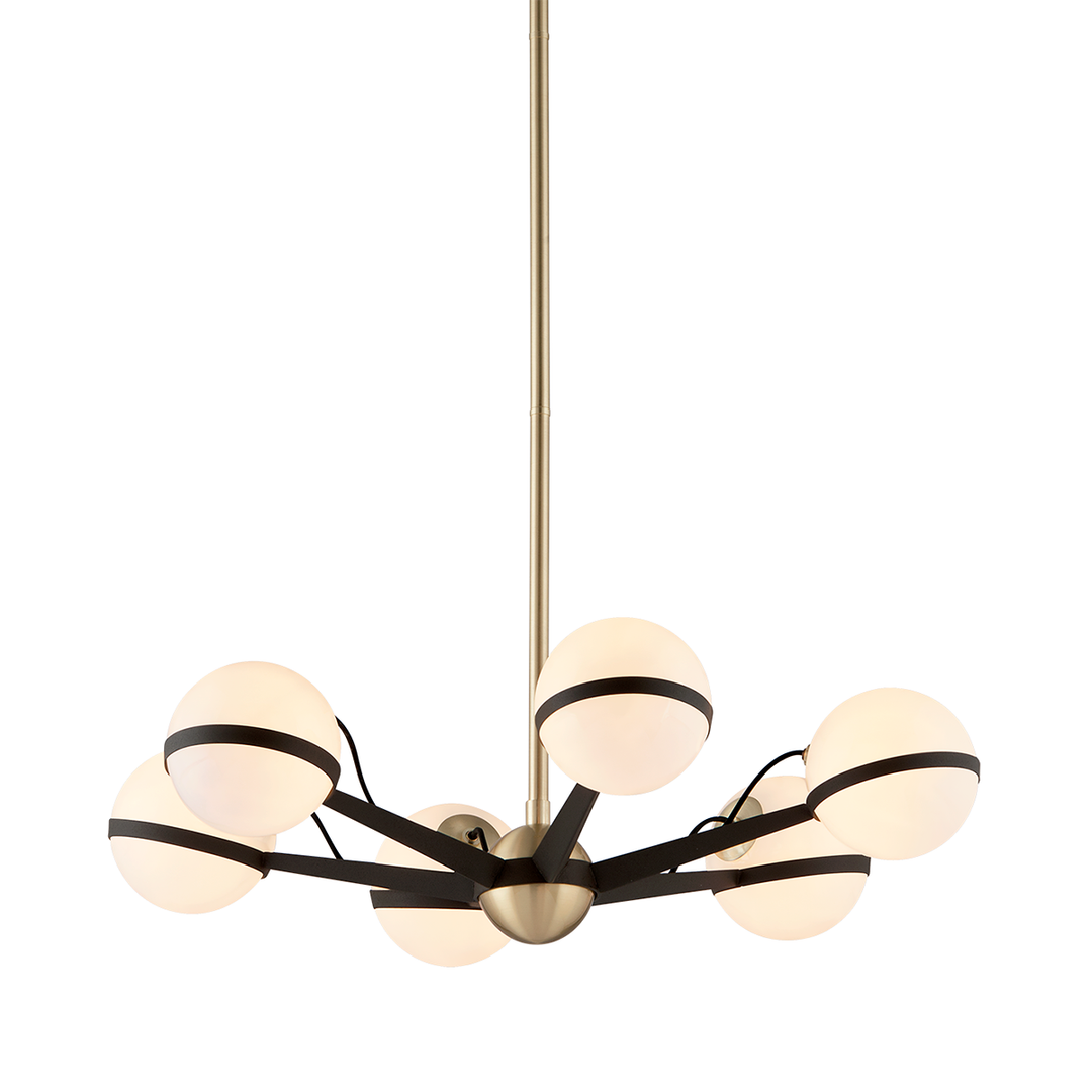 Troy Lighting Ace Chandelier Chandeliers Troy Lighting TEXTURED BRONZE BRUSHED BRASS 27.75x27.75x6.5 