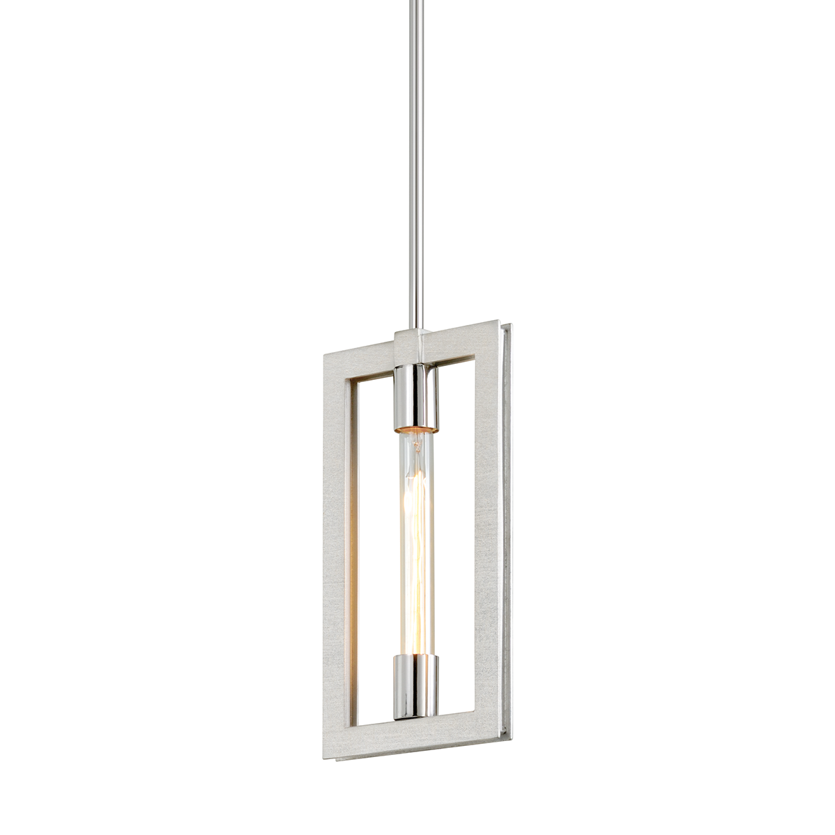 Troy Lighting Enigma Pendant Pendant Troy Lighting SILVER LEAF W STAINLESS ACC 1.5x7.75x14.25 