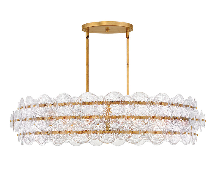 Fredrick Ramond Rene Chandelier Large Drum Chandelier Distressed Brass FR30124DA