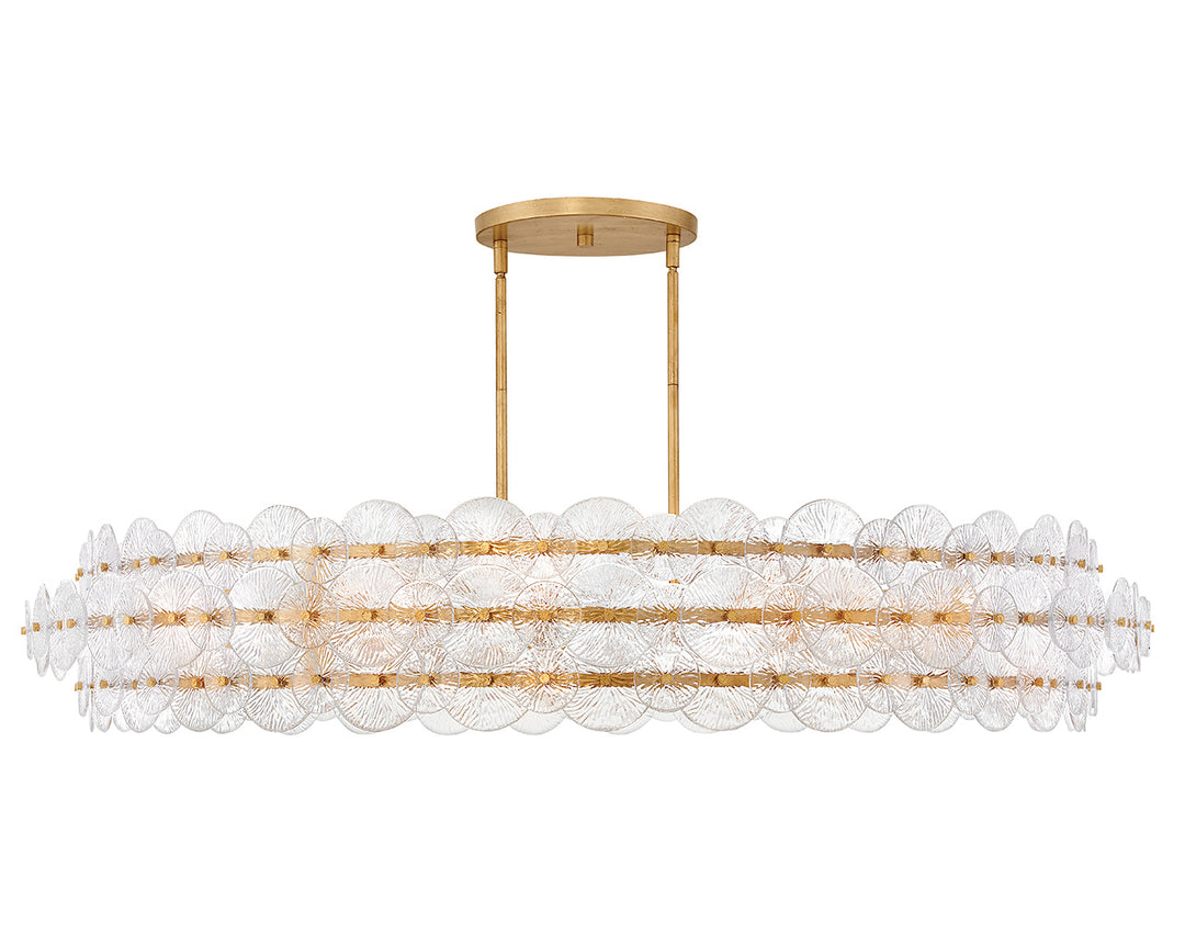 Fredrick Ramond Rene Chandelier Extra Large Drum Chandelier Distressed Brass FR30125DA