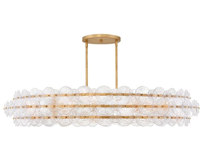 Fredrick Ramond Rene Chandelier Extra Large Drum Chandelier Distressed Brass FR30125DA