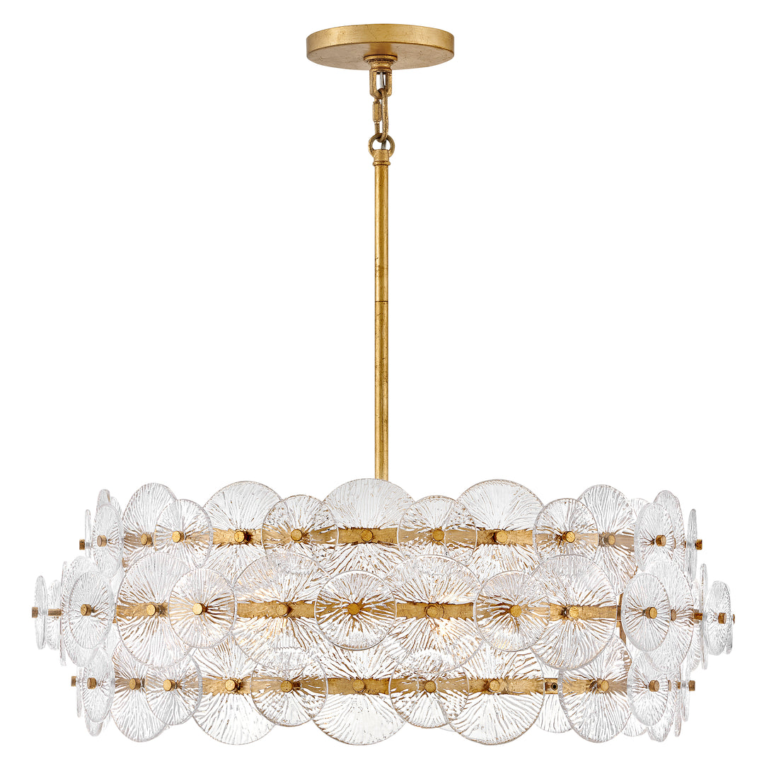 Fredrick Ramond Rene Chandelier Medium Drum Chandelier Distressed Brass FR30126DA
