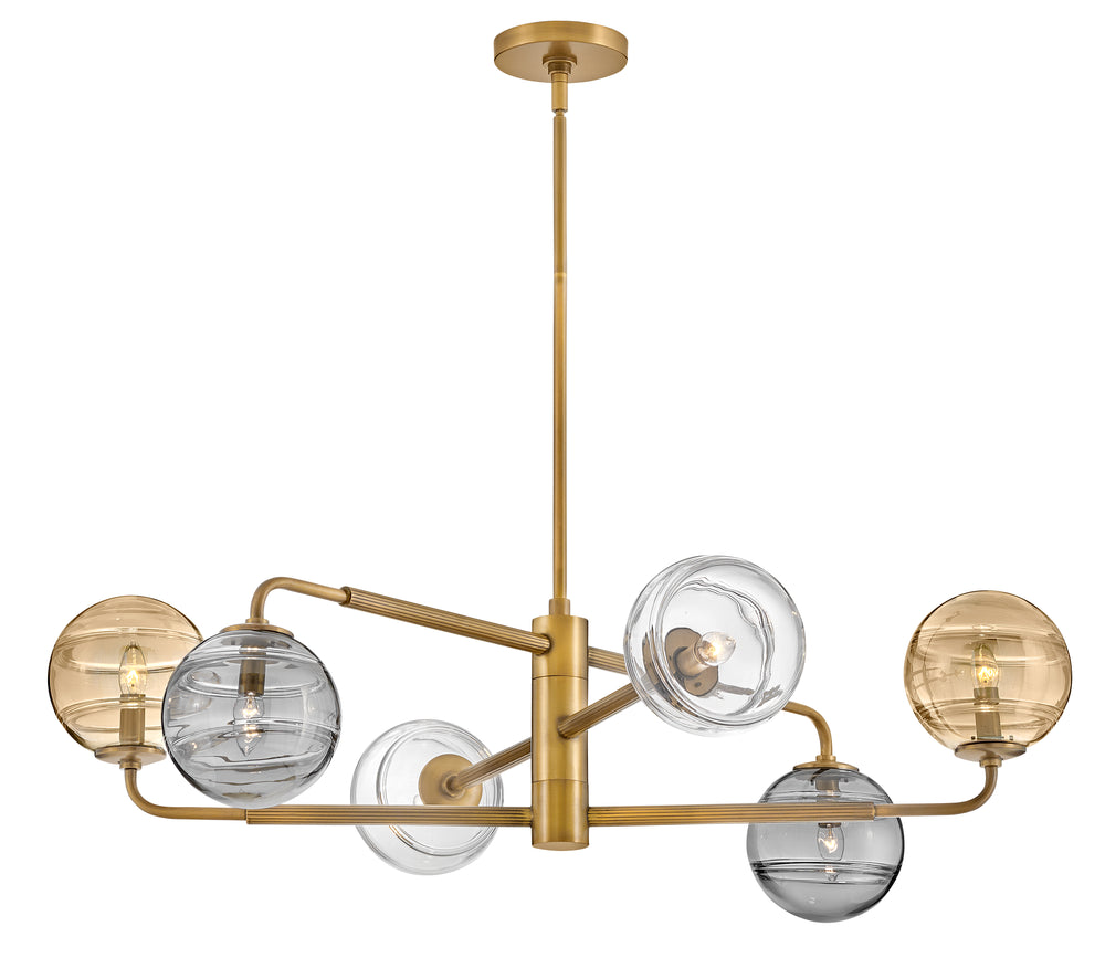 Fredrick Ramond Oberon Chandelier Large Adjustable Single Tier Chandelier Heritage Brass FR30506HBR