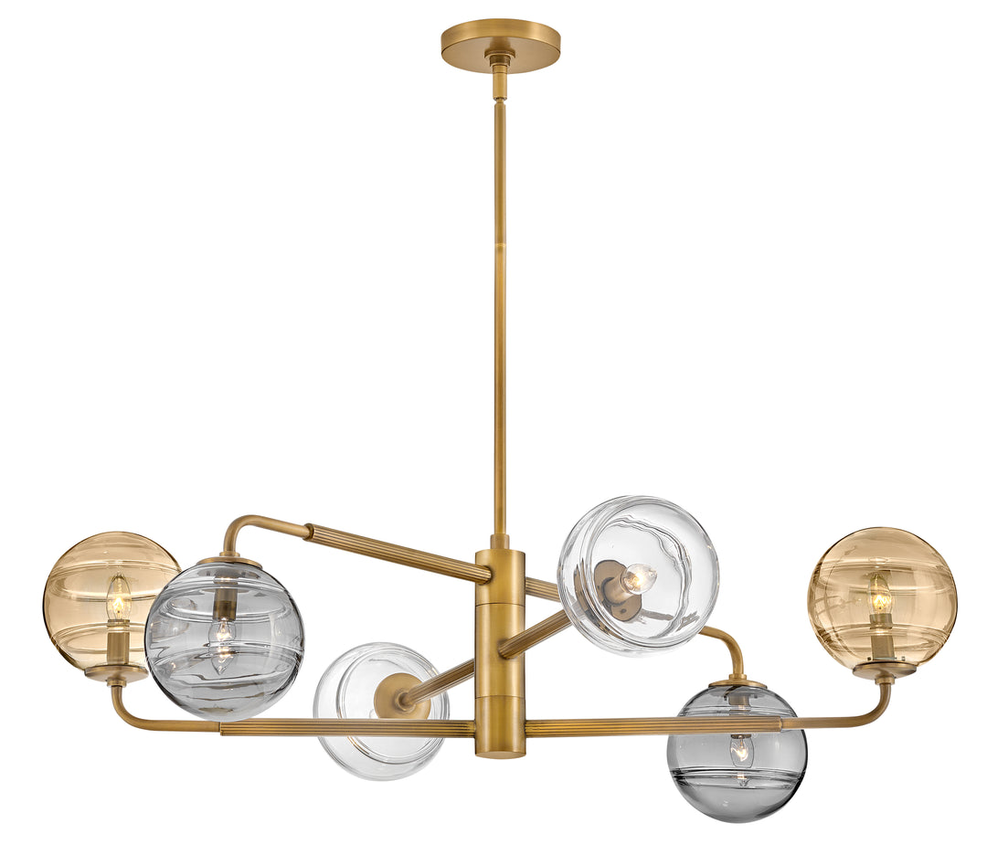 Fredrick Ramond Oberon Chandelier Large Adjustable Single Tier Chandelier Heritage Brass FR30506HBR