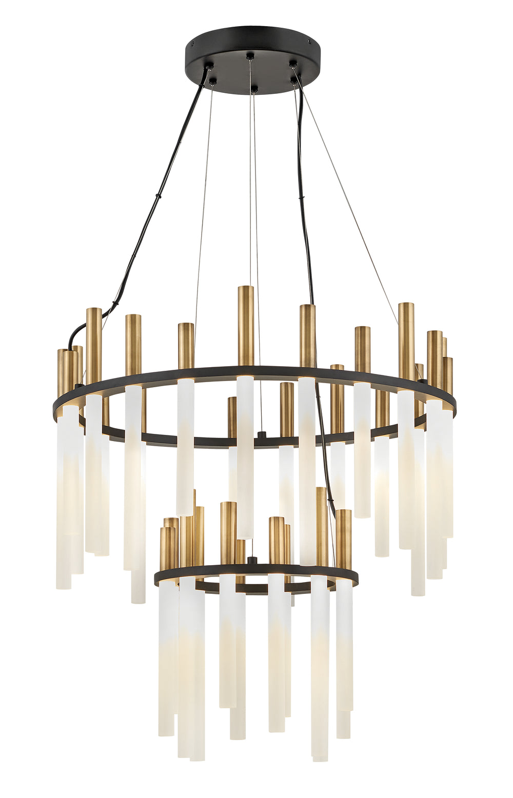 Fredrick Ramond Echo Chandelier Medium LED Multi Tier Chandelier Black FR30708BLK