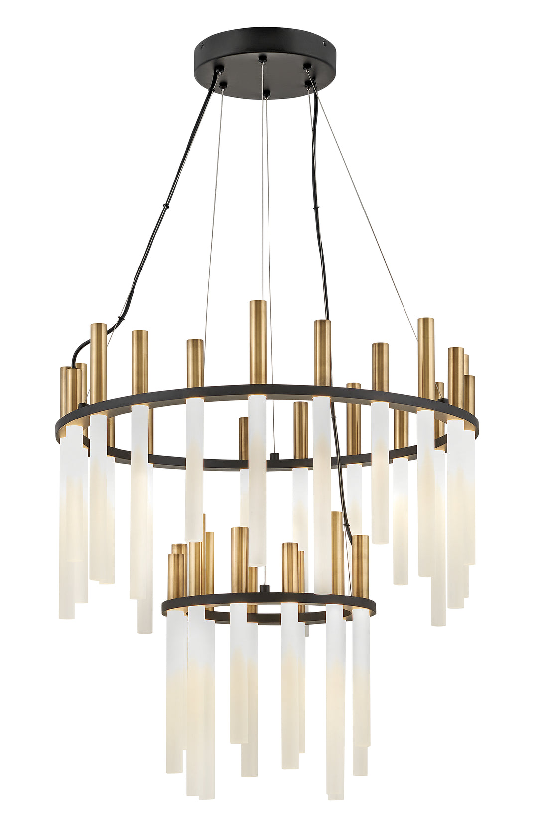 Fredrick Ramond Echo Chandelier Medium LED Multi Tier Chandelier Black FR30708BLK