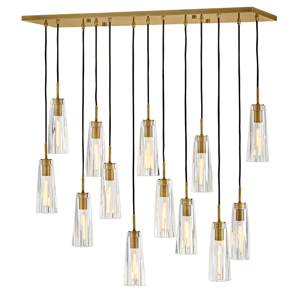 Fredrick Ramond Cosette Linear Chandelier Medium Thirteen Light Linear Heritage Brass FR31105HBR-CL