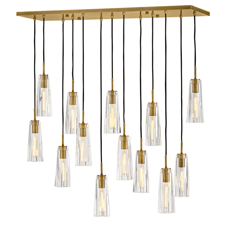 Fredrick Ramond Cosette Linear Chandelier Medium Thirteen Light Linear Heritage Brass FR31105HBR-CL