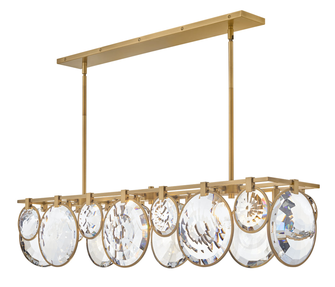 Fredrick Ramond Nala Linear Chandelier Medium Eight Light Linear Heritage Brass FR31266HBR