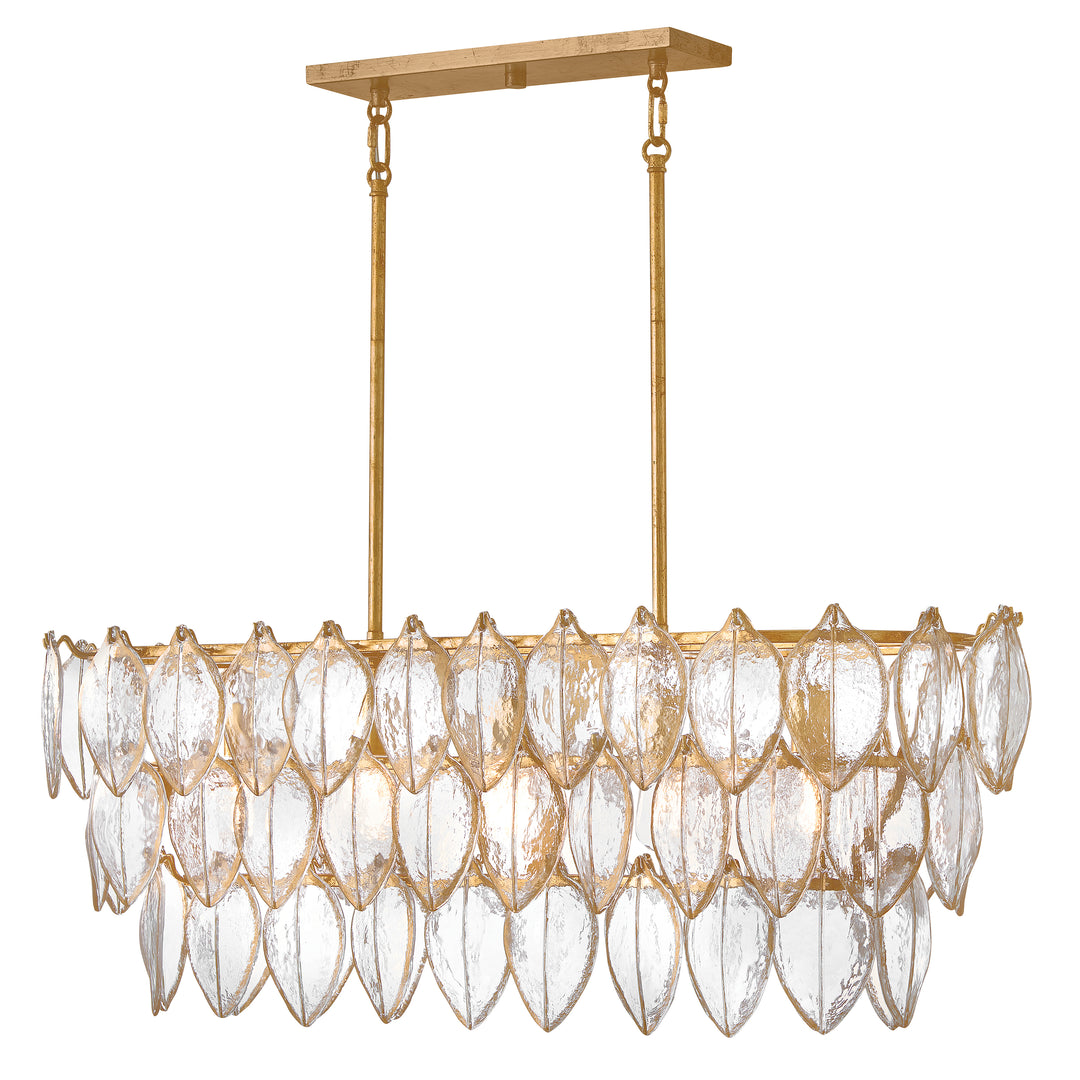Fredrick Ramond Amira Linear Chandelier Medium Five Light Linear Distressed Brass FR32605DA