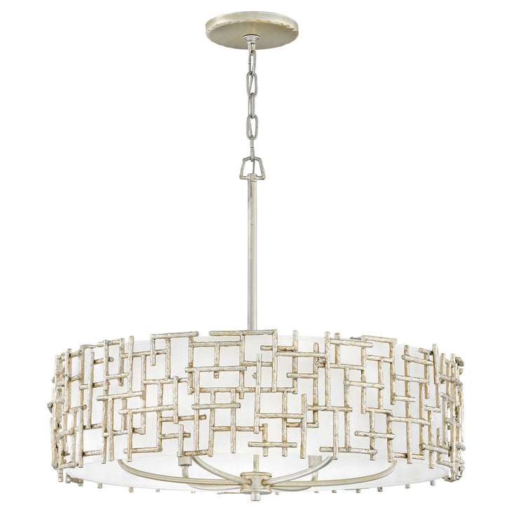 Fredrick Ramond Farrah Chandelier Medium Drum Chandelier Silver Leaf FR33104SLF
