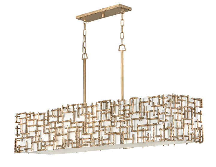 Fredrick Ramond Farrah Linear Chandelier Medium Eight Light Linear Burnished Gold FR33105BNG
