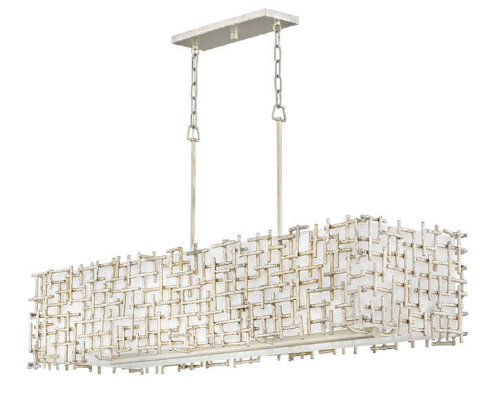 Fredrick Ramond Farrah Linear Chandelier Medium Eight Light Linear Silver Leaf FR33105SLF