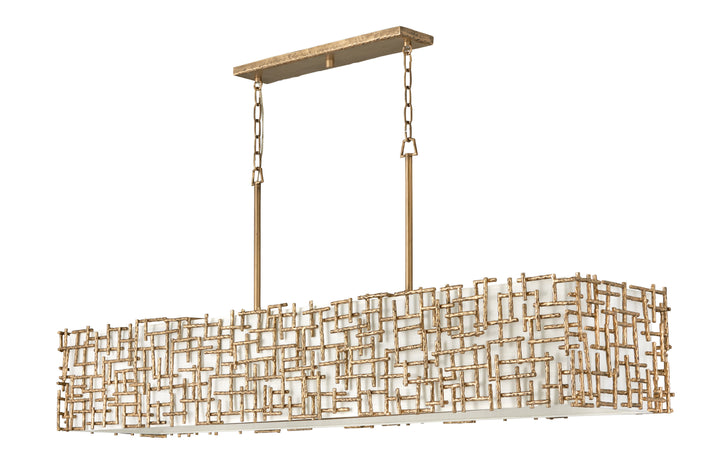 Fredrick Ramond Farrah Linear Chandelier Large Ten Light Linear Burnished Gold FR33109BNG